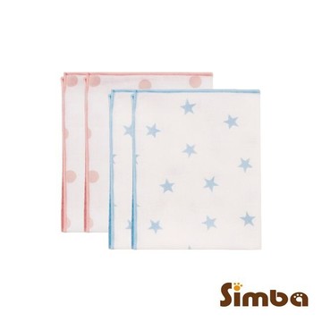 小獅王辛巴Simba 極柔感印花紗布澡巾(2入)(好自藍/點粉粉)★衛立兒生活館★