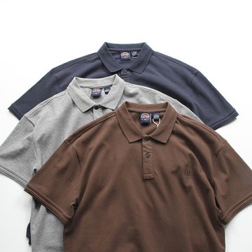 阿美咔嘰復古水洗純棉翻領短袖T 港風休閑寬松刺繡珠地棉POLO衫男