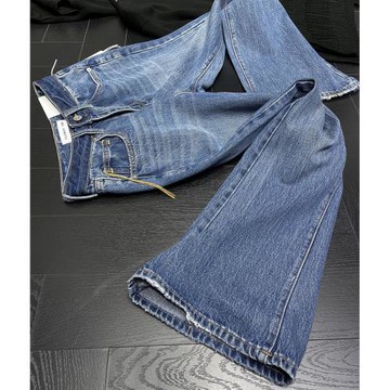 顯高大長腿！花匣子flower高腰牛仔喇叭褲 拼色顯瘦拖地褲女59239