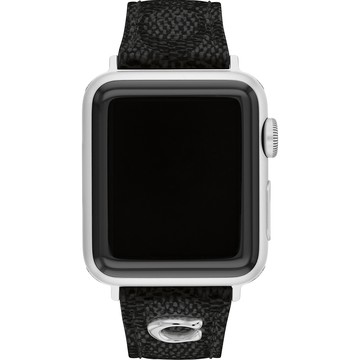 COACH Apple Watch 錶帶 38/40/41mm適用 C字皮錶帶-黑色 (不含手錶)