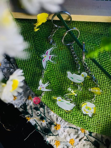 話台語鴨子聽雷-燕子-兔子-原創插畫壓克力鑰匙圈吊飾