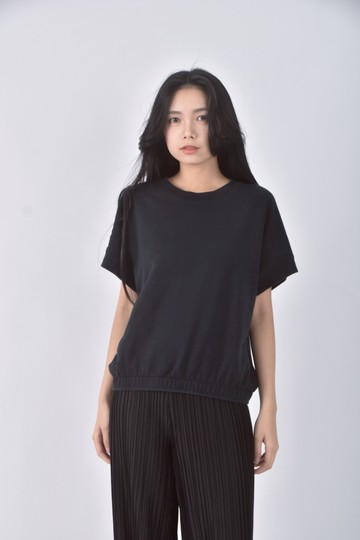 (S) uniqlo質感棉質藍色短袖上衣