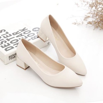 法式單鞋女中跟2026春秋新款粗跟軟皮淑女皮鞋氣質中青年高跟鞋