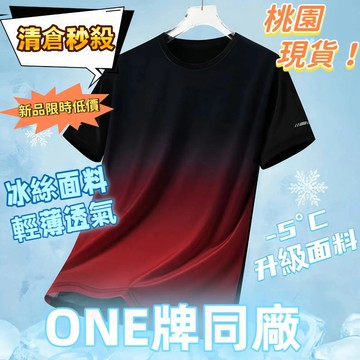 【台北出貨🔥空調冰感100%】ONE同廠短袖 漸變T恤 冰絲速干短袖 輕薄透氣 跑步運動上衣 籃球上衣