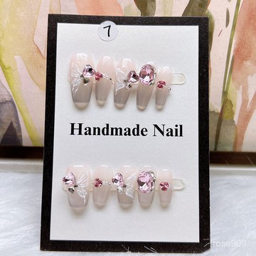 ➕最新設計款穿戴甲💅純手工穿戴甲純慾風蝴蝶漸變冰晶美甲顯白夏季高級感成品可拆卸短梯穿戴甲 HOP5