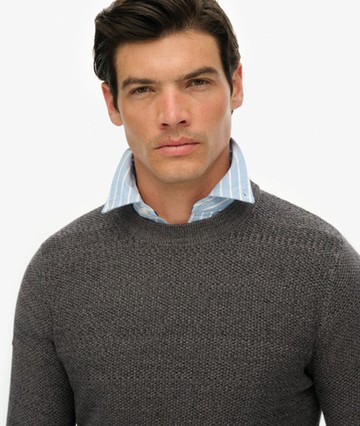 Superdry Men's Light Weight Cotton Texture Jumper Black Size: M