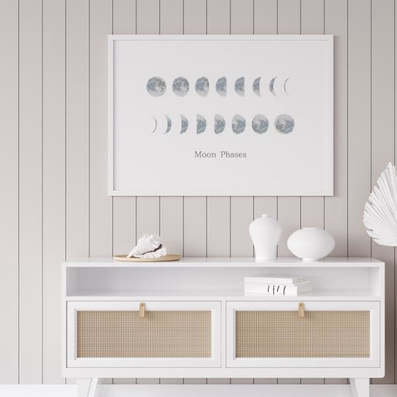 月 Moon Phases モノクロ 満月 三日月 インテリア アート
