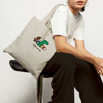 【HORLaY】JOGUMAN 浮游Life．直式帆布提袋｜正版授權｜直式手提袋 環保袋 休閒袋