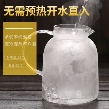 康韻 高硼硅玻璃涼水壺扎壺加厚冷水壺耐熱防爆夏季家用水杯簡約