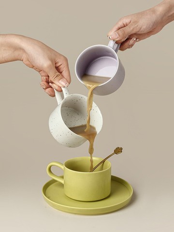 貝漢美北歐ins簡約咖啡杯小眾陶瓷精致家用早餐杯下午茶杯碟套。