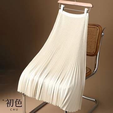 初色  垂墜感高腰百褶裙半身裙-共5色-66618(F可選現貨+預購)