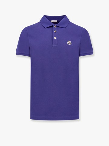 Cotton polo shirt with frontal logo patch - MONCLER - gender_Man