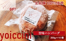 ギフトに！北島豚100％使用！ヨイッチーニ旨味ハンバーグ200g×10個〈ヨイッチーニ〉