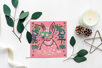 *買一送一*聖誕卡 | 越閃亮越聖誕 碎花兔子 - 粉色