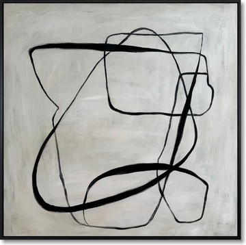 畫布上的抽象黑白繪畫原創現代幾何藝術