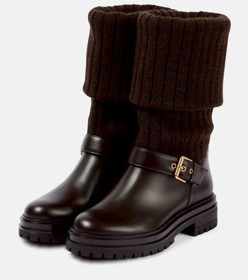 Gianvito Rossi Thurso leather-trimmed biker boots