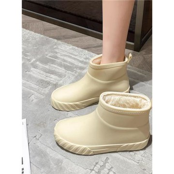 日韓新款防寒保暖加絨雨鞋女外穿中筒雨靴秋冬水靴加厚防滑防水鞋