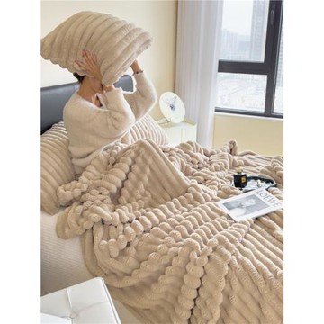 加厚仿兔絨毛毯子珊瑚毛巾床單床上辦公室午睡午休法蘭絨空調蓋毯