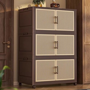 收納柜家用免安裝中式寶寶兒童整理衣服玩具塑料折疊儲物零食柜子