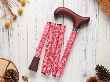 長輩生日禮物 / 登山 / 繽紛生活折疊手杖 - 紅玫