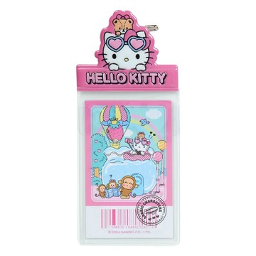 asdfkitty*KITTY遊樂園 別針夾式票卡套 證件套 悠遊卡套 車票套-日本正版商品