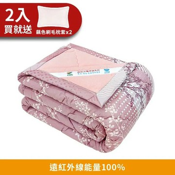 【CINN卓瑩光波】奈米遠紅外線-日本雪枝毯被-秋冬-5x7呎-2入(送藕色刷毛枕套x2)