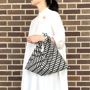 手提袋 吾妻袋 格紋 炭灰色 M / harunohi