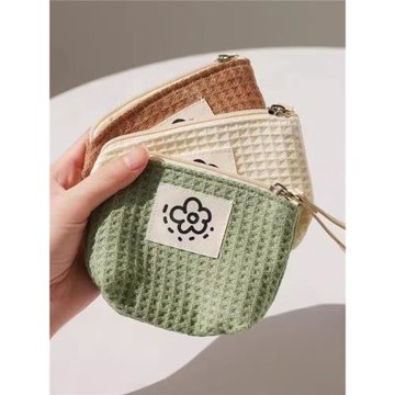 迷你華夫格化妝包口紅零錢包化妝品便攜ins風學生藍牙耳機收納袋