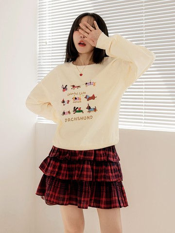 棉質可愛狗狗印花寬鬆大學T