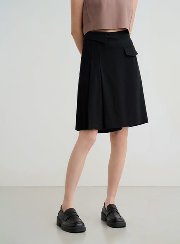 不對稱腰頭壓褶褲裙