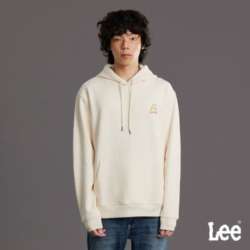Lee 男女同款 立體LOGO印花長袖連帽厚TEE 米白色 LB611037003