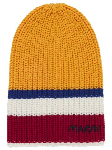 Marni - striped ribbed-knit wool beanie - women - Virgin Wool - S - Yellow
