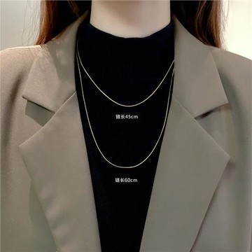 不掉色鍍18k金色鈦鋼項鏈素鏈可穿吊墜蛇骨鏈萬能鏈毛衣鏈子鏈條