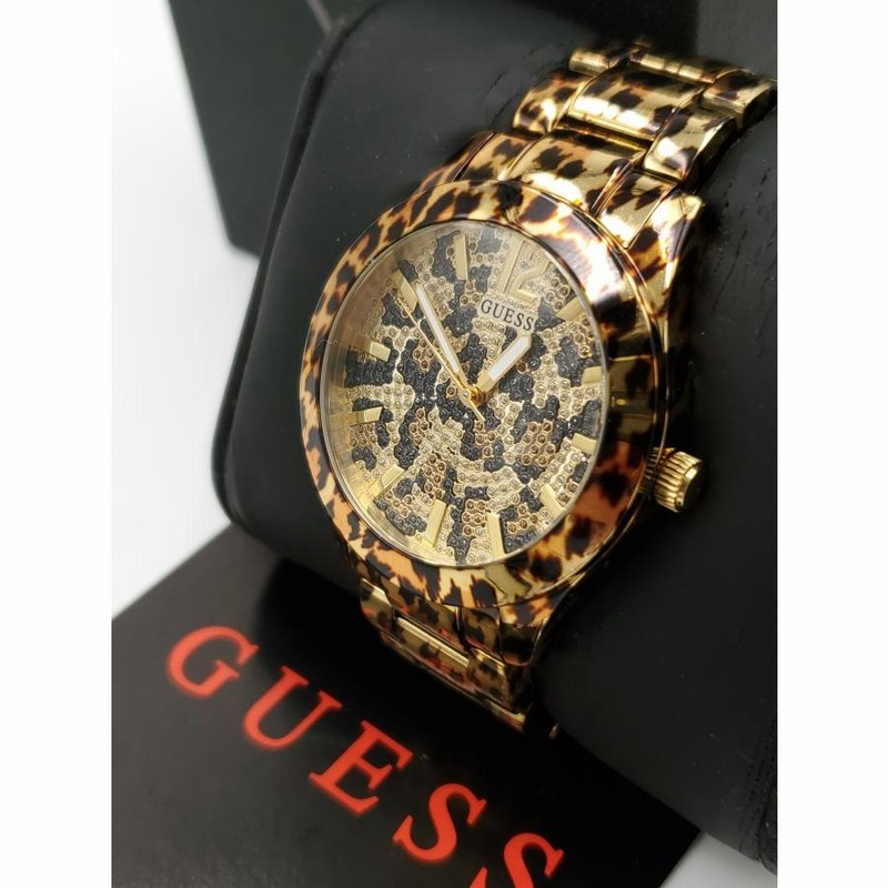 GUESS メンズ レディース腕時計 W0001L2 レオパード柄 ステンレス製