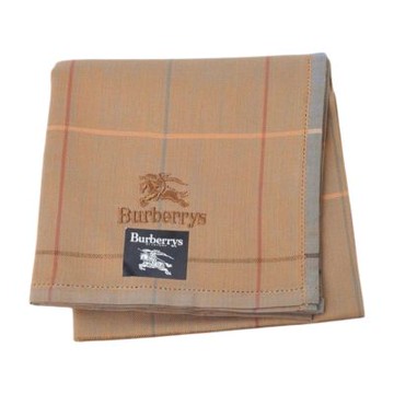 BURBERRY 格紋戰馬字母LOGO刺繡圖騰帕領巾(咖啡灰系/48CM)