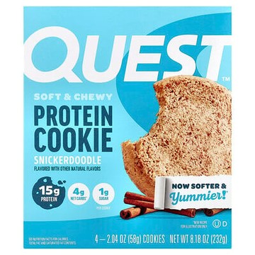 Quest Nutrition, 蛋白質曲奇，肉桂糖霜餅乾，4 塊，每塊 2.04 盎司（58 克）