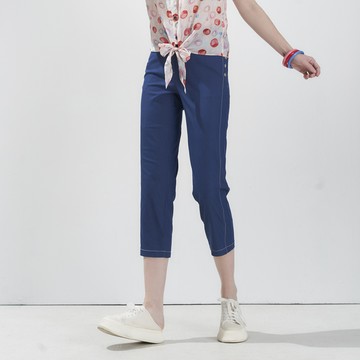 CLL巧玲瓏 3顆釦車線休閒褲(藍色) 7101505