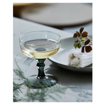 中古吹制雙色綠水晶玻璃高腳葡萄杯雞尾酒甜品杯套裝家用高檔ins