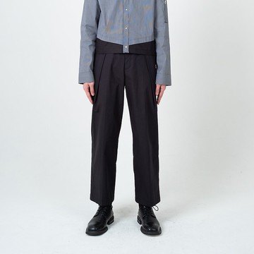 斜向打褶西裝褲