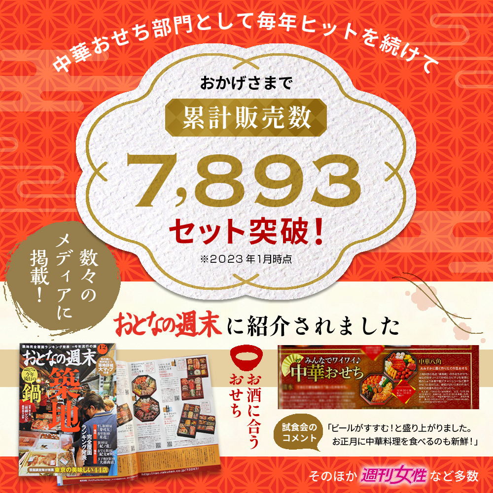 おせち 2024 中華 冷蔵 予約 迎春 一段 全20品 1人前 2人前 オードブル お節 御節 おせち料理 盛付済 送料無料