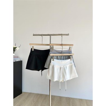 2025夏季新款韓版修身時尚高腰簡約運動風抽繩短褲休閑百搭衛褲女