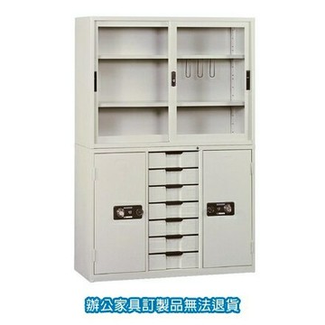 書櫃 公文櫃 KG-118 拉玻+ KT-118-7D 中七抽（商品如圖示櫃上+下半部份）/組【APP滿額下單10%點數(單一帳號最高1500點)】8/31止