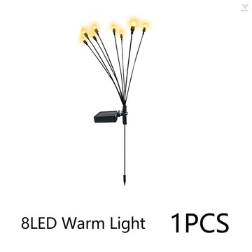 太陽能庭院燈裝飾螢火蟲燈戶外通道裝飾星爆搖擺適用於庭院路徑圍欄人行道暖光 8 燈泡