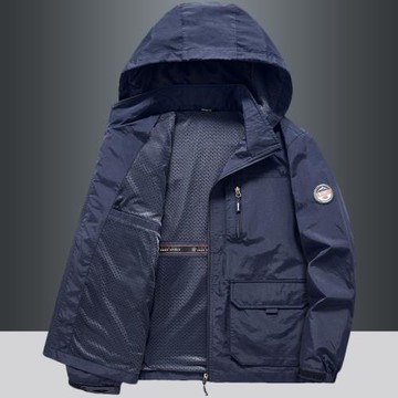 春季戶外速干夾克男士春秋季大碼寬松沖鋒夾克休閑多袋工裝外套男