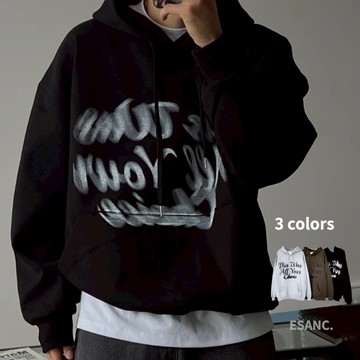 【衣衫倉庫】韓國 帽Ｔ 動態感  3色  重磅 男生長袖 字母 個性帽Ｔ