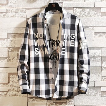 格子襯衫男長袖夏季韓版薄款短袖襯衣服外套男士潮流寬松休閑寸衫