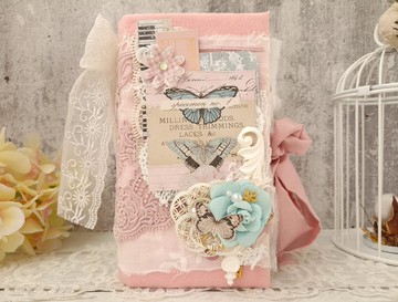 奢華優雅玫瑰雜誌風手帳 手工蕾絲花卉蝴蝶手帳