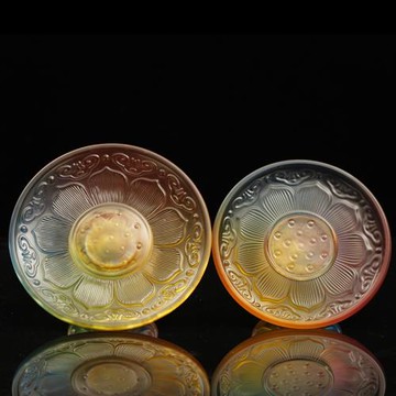 佛前供果盤家用室內水果盤佛堂觀音貢盤仿琉璃七彩蓮花供盤果碟