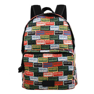 KENZO 5SA603 個性品牌滿版LOGO拼色印花後背包