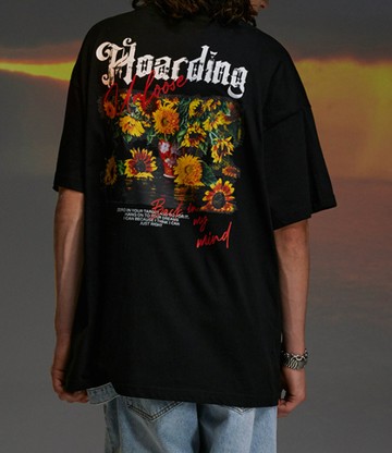 FINDSENSE X 2023 街頭時尚潮流 男士 嘻哈花朵 寬鬆 半袖短T  圖案T 特色短T 學生T